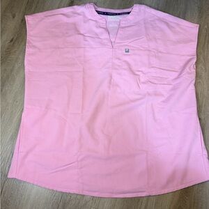 NWOT Fabletics Pink V Neck Medical Scrub Top Size Large Nurse Healthcare